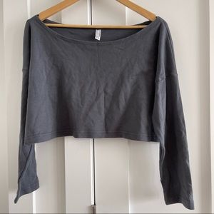 Grey long sleeve curve hugging crop top